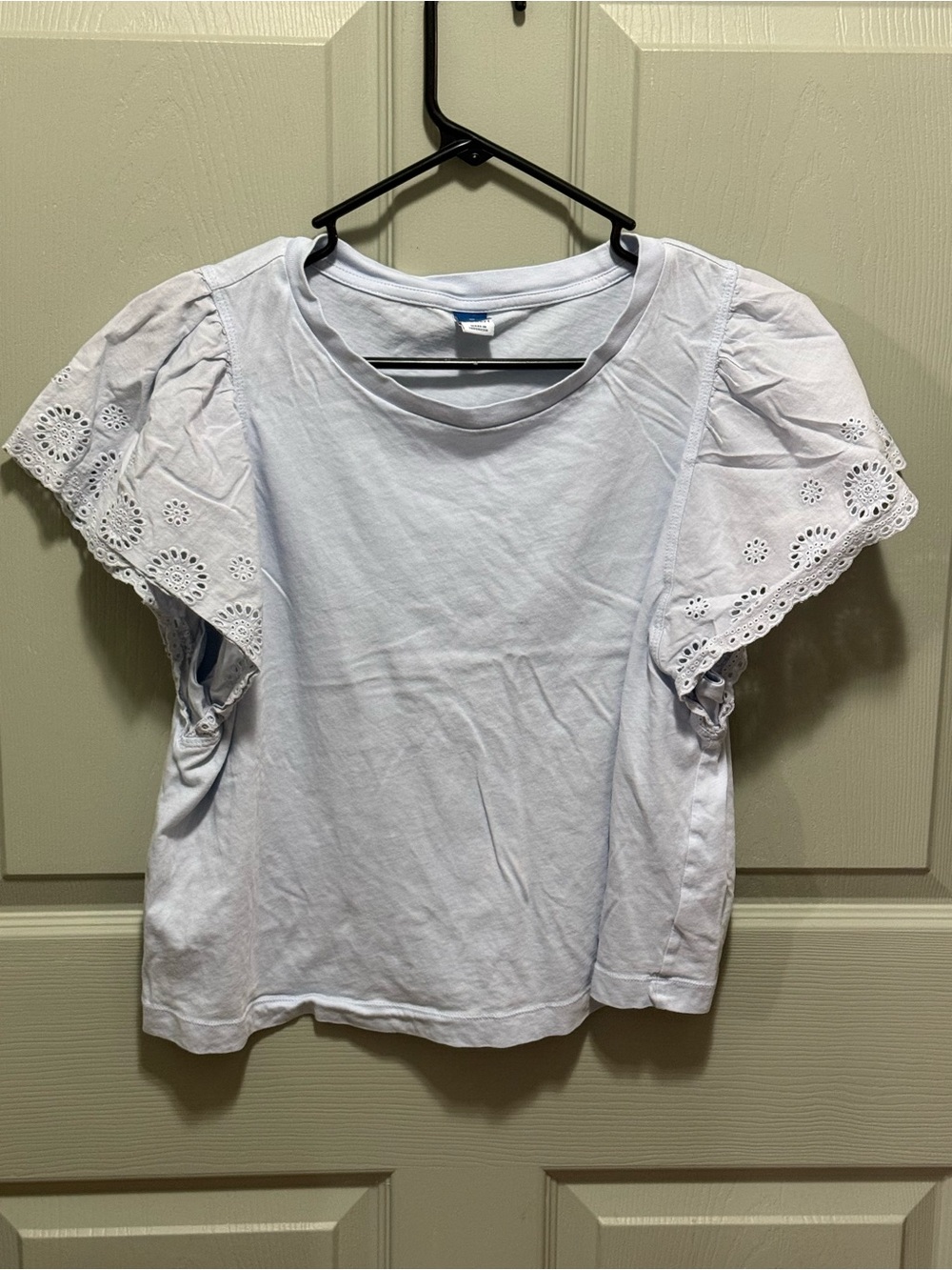 Old Navy Light Blue Eyelet Flutter Sleeve Tee